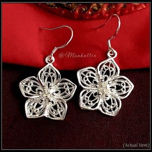 NEW 925 SILVER DAHLIA TULIP FLOWER FLORAL SCROLLWORK GARDEN EARRINGS